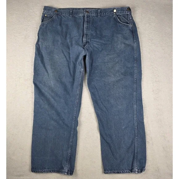 Vintage KEY Jeans Mens 50x30 (46x28) Blue Suspender Buttons Workwear Made in USA