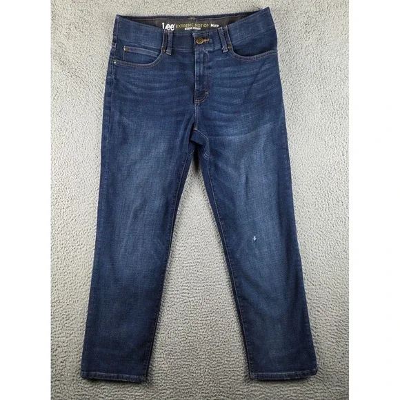 Lee Jeans‎ Mens 34x30 Blue Extreme Motion MVP Regular Fit Straight Leg Stretch