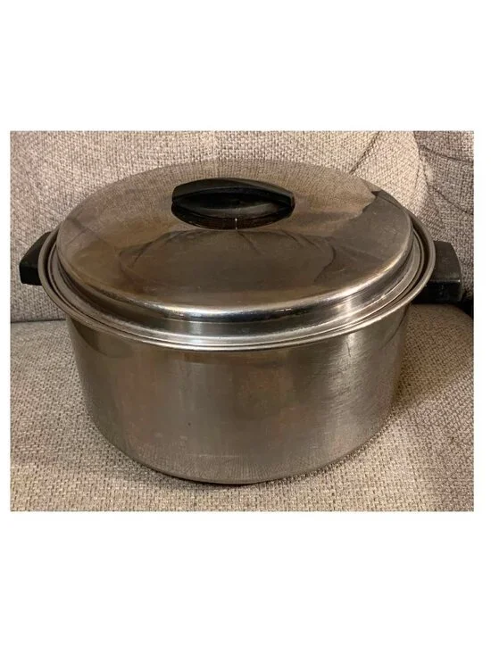 Vintage Ecko Flint 6.5 Quart Stainless Steel Radiant Heat Core Stock Pot w/ Lid