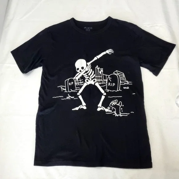 The Childrens‎ Place Halloween Graphic T-Shirt - Size XL-14 👻 Dabbin' Skeleton