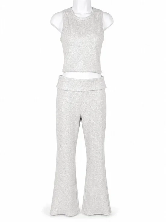 Camila Coelho Revolve 2 Piece Set Women Sz L Gray Lounge Athleisure Comfy Soft