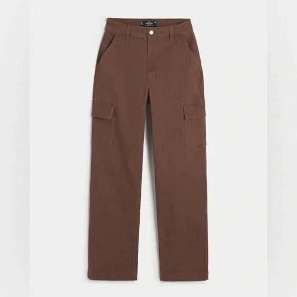 Hollister Women’s Ultra High Rise Twill Cargo Dad Pants 2 Reg Brown