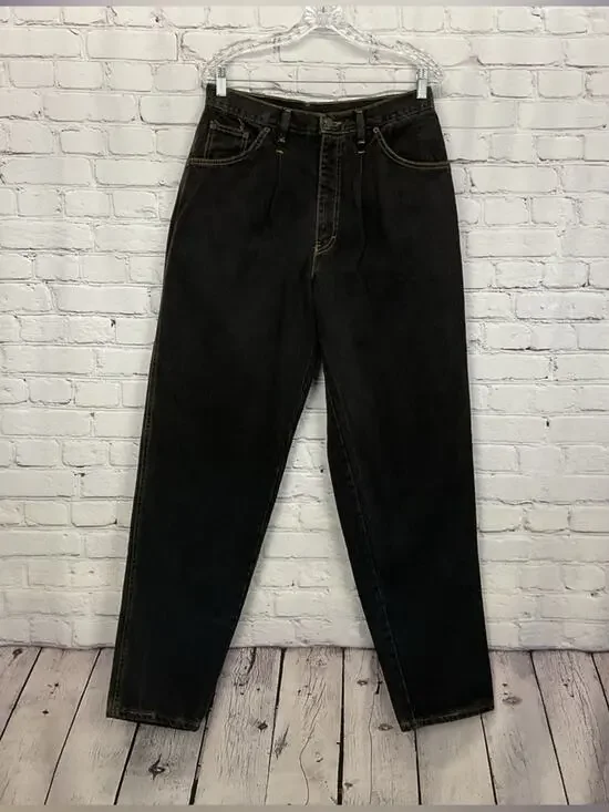 Vintage Rare American Edition Jeans Men 32x34 Black Denim Pleat Straight Leg USA
