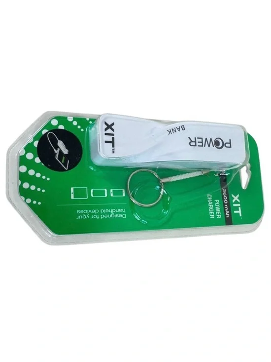 New XIT Power Bank Portable Charger 2600 mAh White USB Charging Cable Included