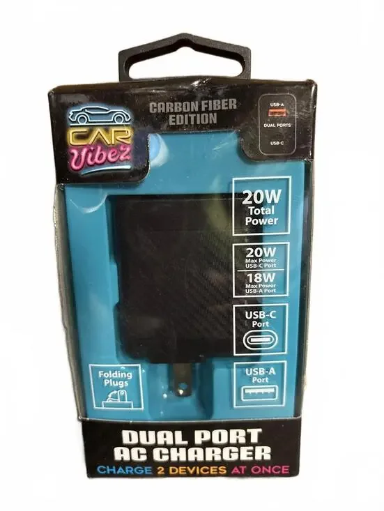 Car Vibez Carbon Fiber Edition Dual Port AC Charger