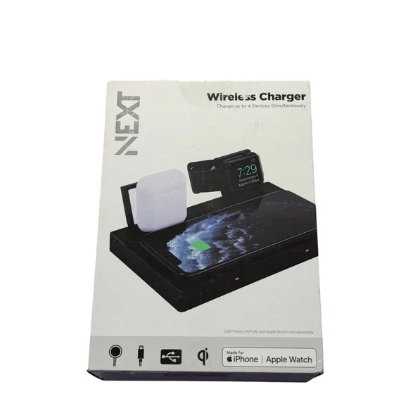 Oo3O NEXT 4-in-1 10W Wireless Charging Pad Apple iPhone, Watch, Airpods  - Black