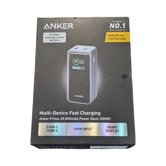 W9O Anker - Prime Power Bank 735 w/ Smart Display (20000mAh, 200W,‎ 3-Port)- Blk