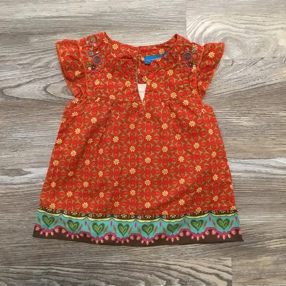 The Children’s Place Orange Floral Multicolor Cap Sleeve Casual Dress 3T