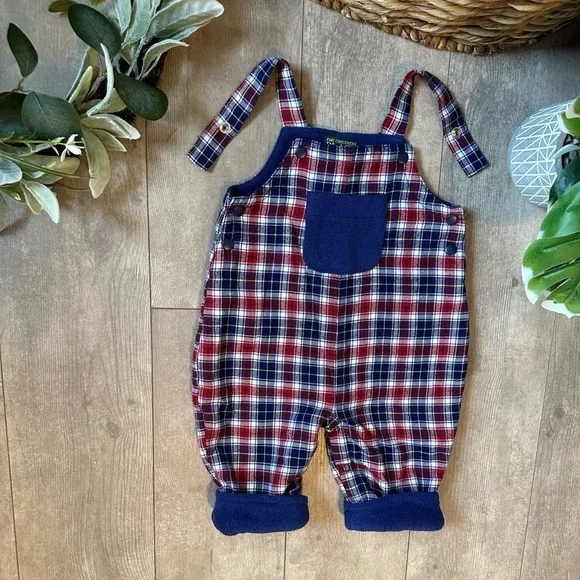 Vintage Children’s Place Baby Boy Flannel Fleece Lined Overalls