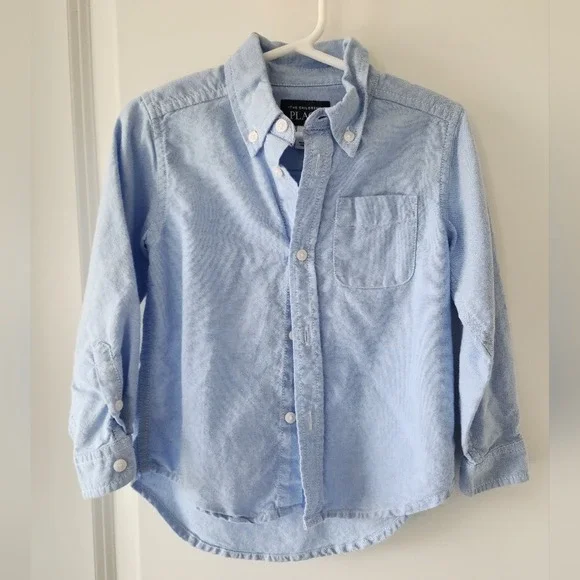 Kids sz 3T Light Blue Long Sleeve Button Down Oxford Shirt Denim‎ Cowgirl Cowboy