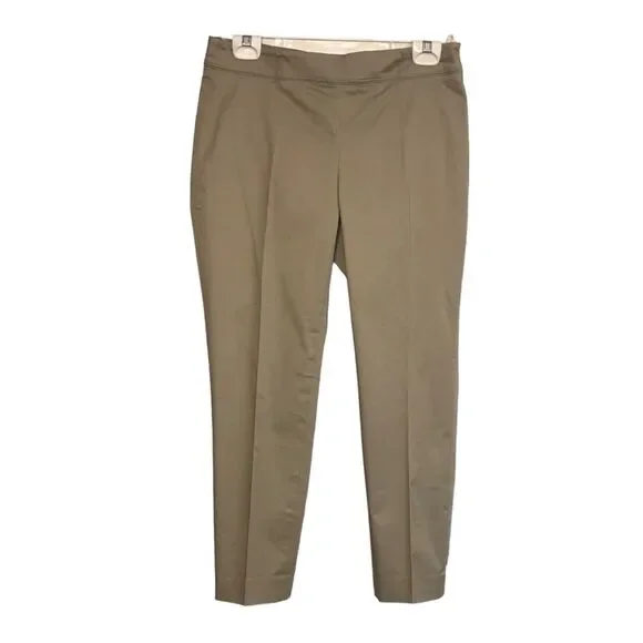 Jones New York Stretch Runway Slim Crop Pants Tan Size PETITE 4 NWT