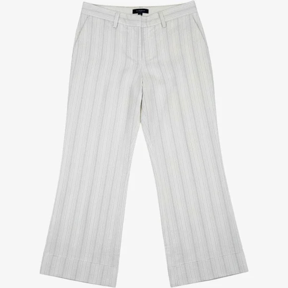 Ann Taylor Womens 16 White Pinstripe Wide Leg Dress Pants Cotton Rayon 139952