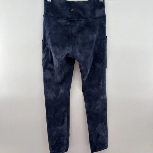 Lululemon Women's Tie Dye Leggings Size 4 Navy Tie Dye Yoga Athletic Gym Pants