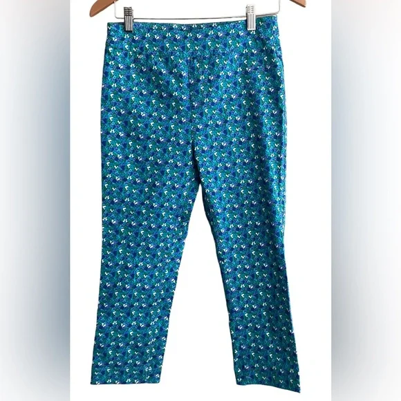 Soft Surroundings: Blue Pants with Tiny Forget Me Not Flowers Super Stretch