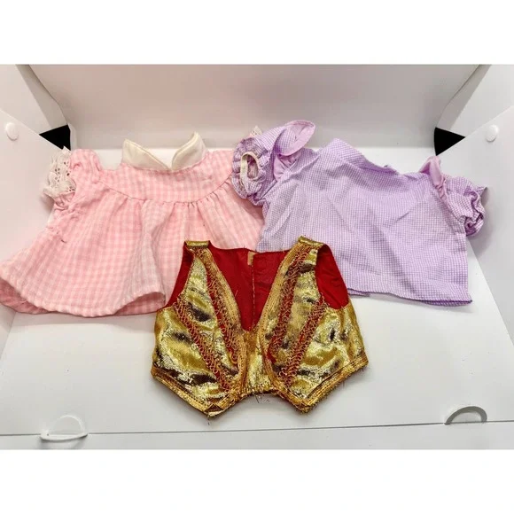 Vintage Cabbage Patch Kids Doll Clothes Lot 1980s Coleco Gingham‎ Gold Vest 3pc
