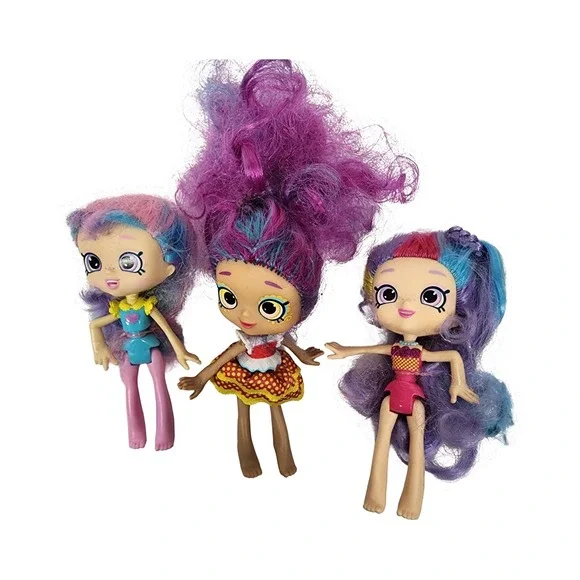 Shopkins Kooky Kitchen Surprise Dolls Lot 3 Purple Blue‎ Hair Colorful Outfits
