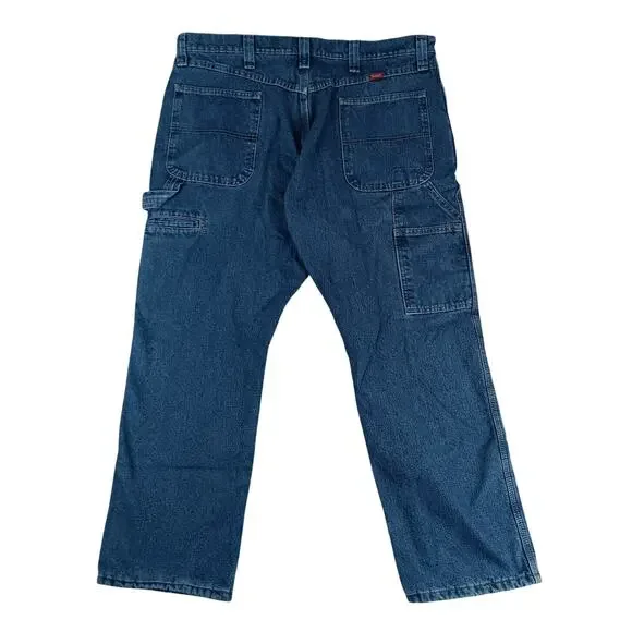 Wrangler Fleece-Lined Carpenter Jeans Mens 38X30 Blue Loose Fit Utility Winter‎