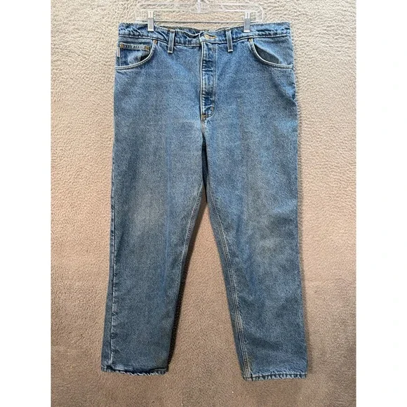 Vintage Carhartt Jeans Mens 40x32‎ Blue Denim Flannel Lined Outdoors Workwear *