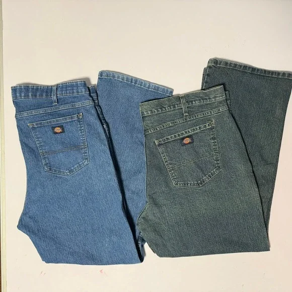 Dickies FLEX Jeans 38x30 Blue Straight Leg Denim Pants‎ Workwear 2 pair bundle
