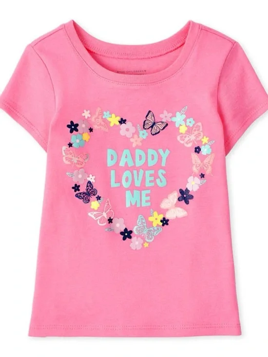 The Children's Place pink daddy loves me shirt