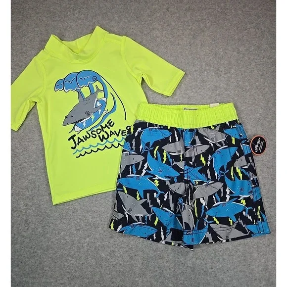 Childrens Place Baby‎ Boy Swim Rash Guard Set Size 18 24 mos Short Sleeve Shark