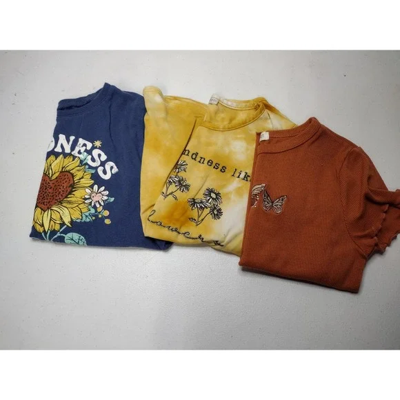 Girls Graphic Tee Bundle Size 7/8 The Childrens Place Urban Freedom Ultra Flirt