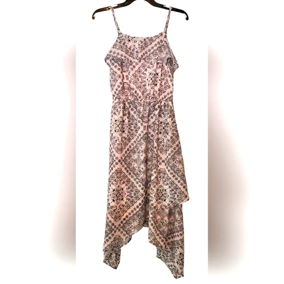 Childrens‎ Place Girls Summer Fit Flare Hi Low Dress Size XXL (16) Pink & Black