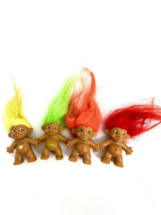 Vintage Lucky Troll Doll Lot of 4 small Troll Dolls Multicolor