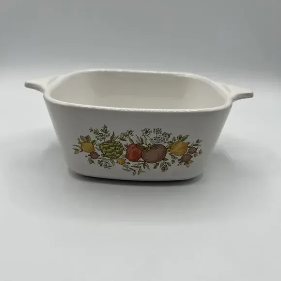 Vintage CorningWare P-43-B 2.75 Cup Casserole Dish Vegetable Pattern Spice Of