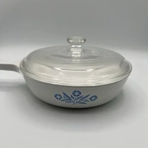 Vintage CorningWare Blue Cornflower P-83-B 6.5” Skillet Frying Pan w/ Lid