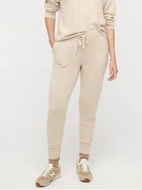 J.Crew Cotton Cashmere Jogger Pant in Oatmeal M