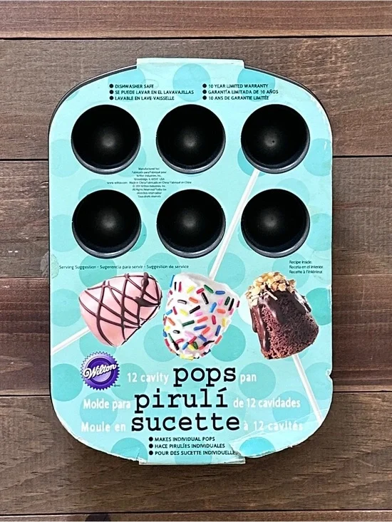 Wilton Pops Pan in Light Teal and Black - 12-Cavity Cake Pop Mold