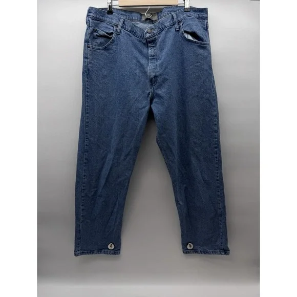 Wrangler Aunthentic Men's 42X29 Relaxed Fit Flex Denim Blue Jeans Stretch