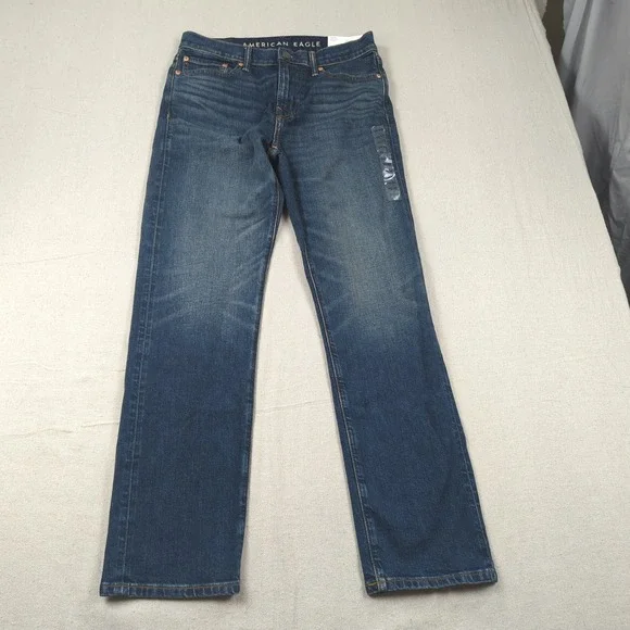 American Eagle Jeans Mens 30x32 Blue Original Straight Distressed New