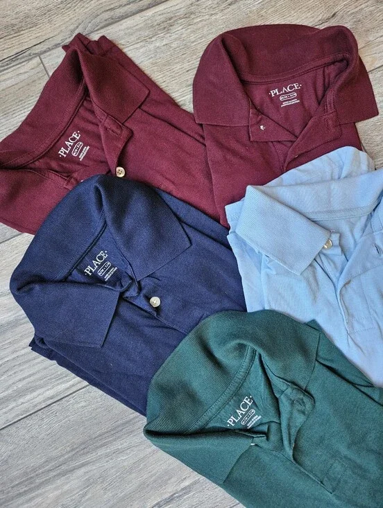 The Children's Place Polo Lot - Burgundy, Navy, Light Blue, Forest Green 5