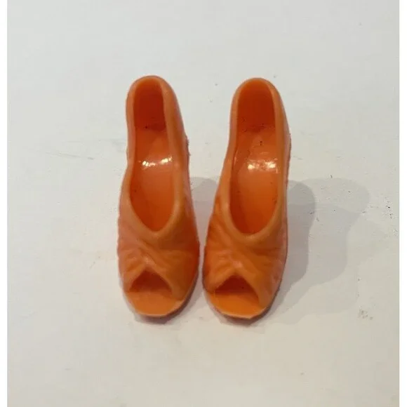 Vintage 1970's Mego Cher Farrah Orange High Heel Open Toe Heels Shoes