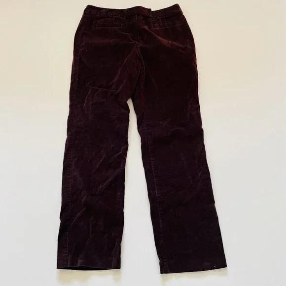 Talbots Pants Trouser Velvet Soft Stretch Brown Marron Winter Straight Petite 6