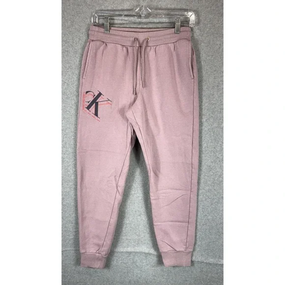 Calvin Klein Jogger Pants Womens XS Mauve Pink CK Logo Sweatpants Comfy Casual