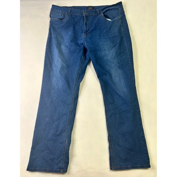 Mott & Grand Mens Blue Denim Straight Leg Jeans Size 40 Medium Wash Casual Pants