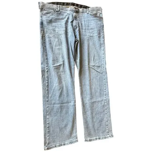 Wrangler Mens Relaxed Fit Comfort Flex Waist Jeans 42X32 Blue Denim Straight Leg
