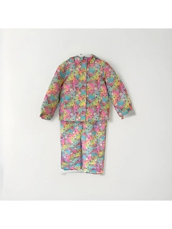 The Childrens Place Snow Overalls With Jacket  Llamas Size 3T Bibs Fleece Lined