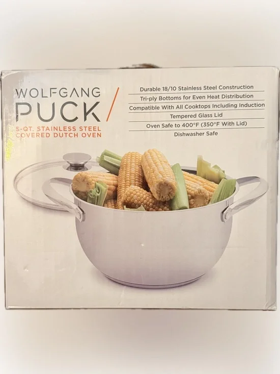 Wolfgang Puck 5 Quart Stainless Steel Covered Ditch Oven NIB