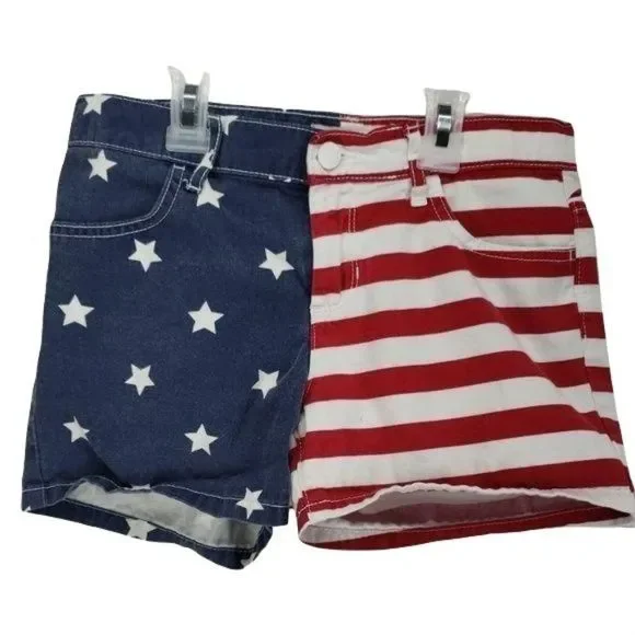 Childrens Place Girls 4th Of July‎ America Blue Red White Striped Shorts Size 12