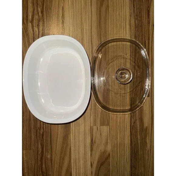 Corning Ware French White Oval Baking Pan‎ Casserole Dish F-6-B 1.8 Liter w/ Lid