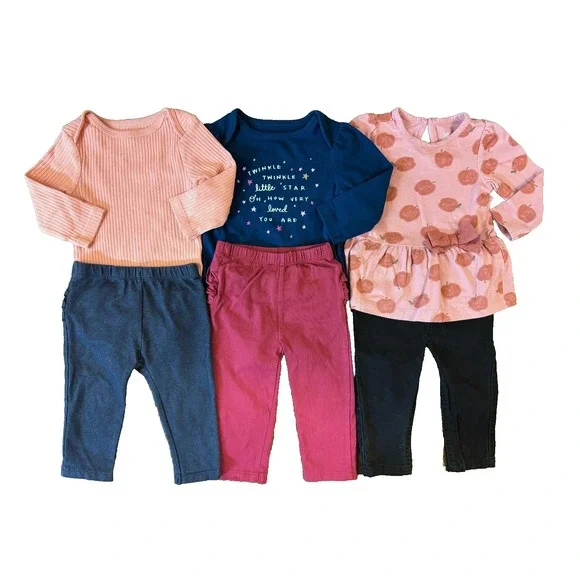 Baby Girl Outfits‎ 6/9 9 Months Long Sleeved Bodysuits Shirts Pants Clothes Lot