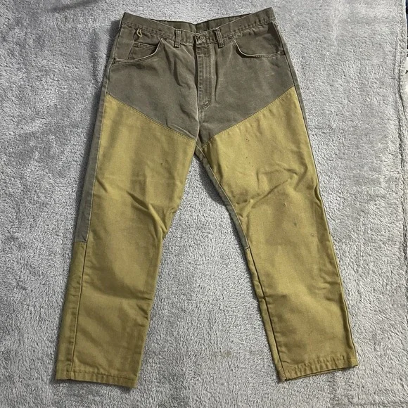 Wrangler Rugged Wear Pants Mens Size 35x28 Brush‎ Briar Brown Canvas Durable