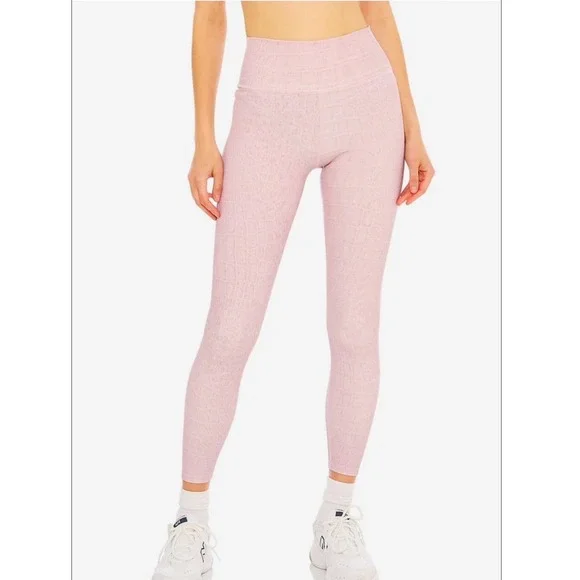 Varley Luna Legging Pink‎ Croc Embossed High Waist 7/8 Yoga Pants Size Small NWT