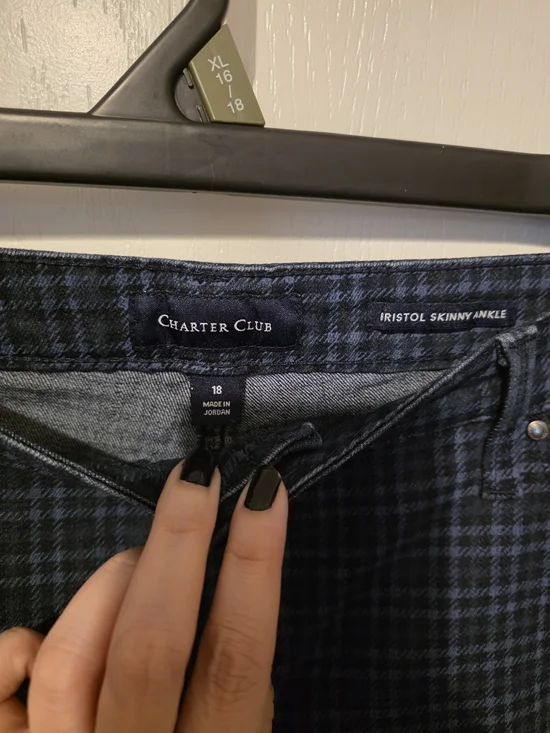 Navy Plaid Ankle Pants