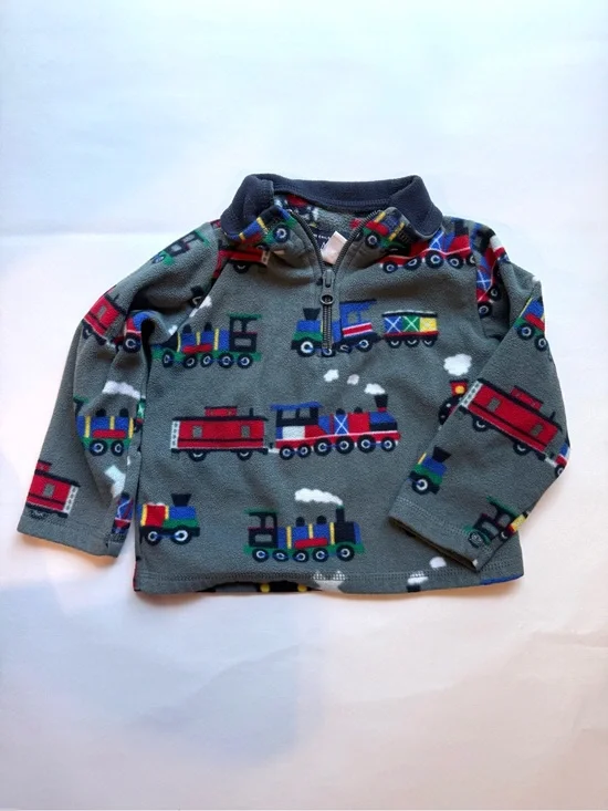 Kids Grey Train Print Fleece Pullover-The Children’s Place