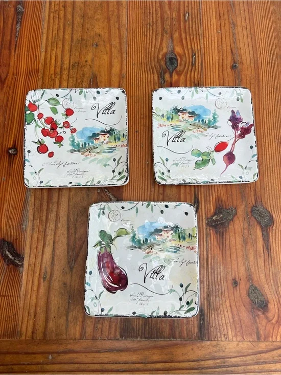 CERTIFIED INTERNATIONAL Julie Paton Villa Canape Plate Dash Of That 3 Plates NWT